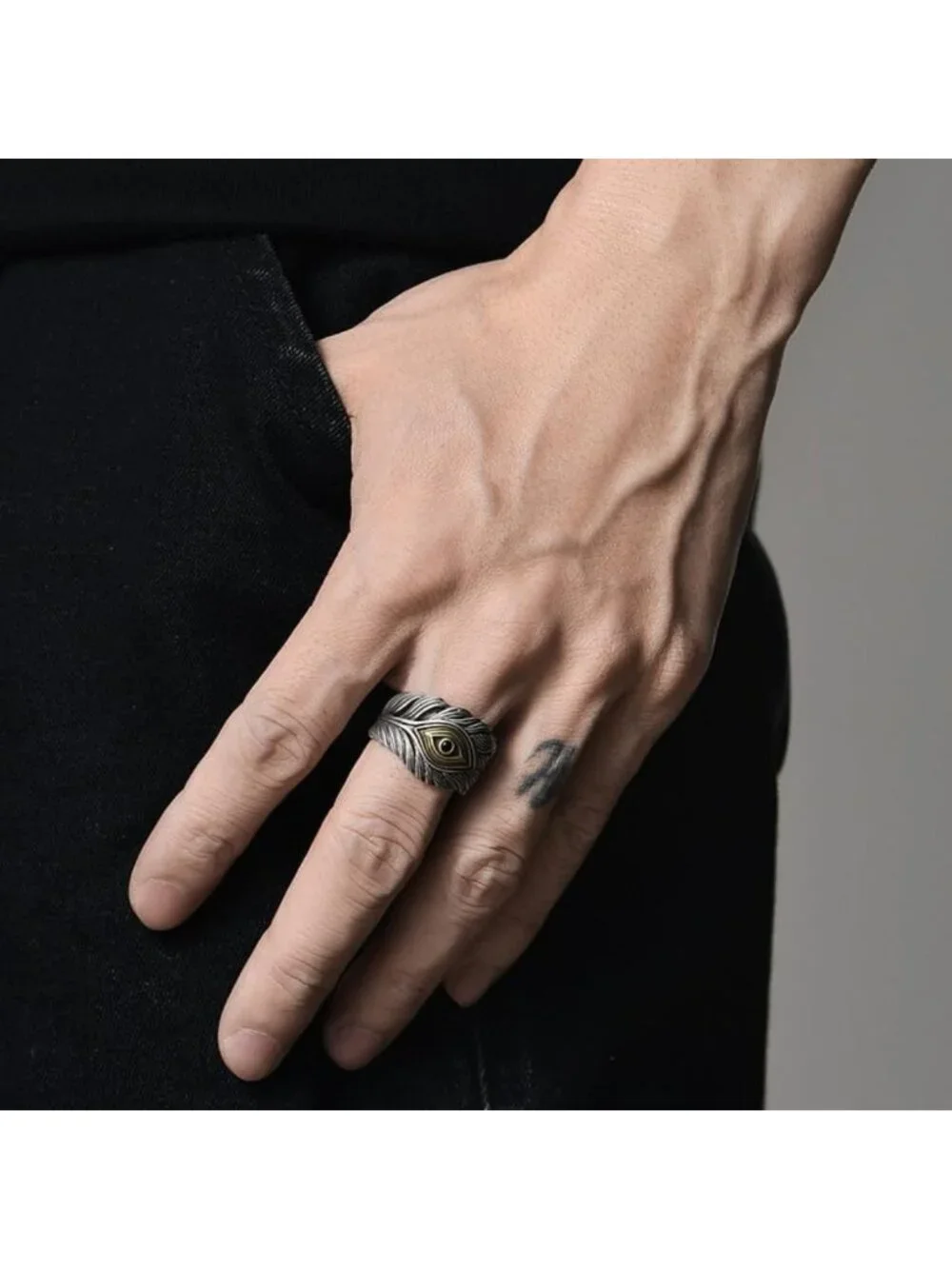 Vintage Adjustable Open Ring | Silver Plated Brass Men's Jewelry | Unique Style